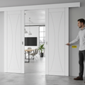 Premium Double Sliding Door System with Oak Pelmet and E-Glide Mechanism for Easy Installation and Smooth Operation