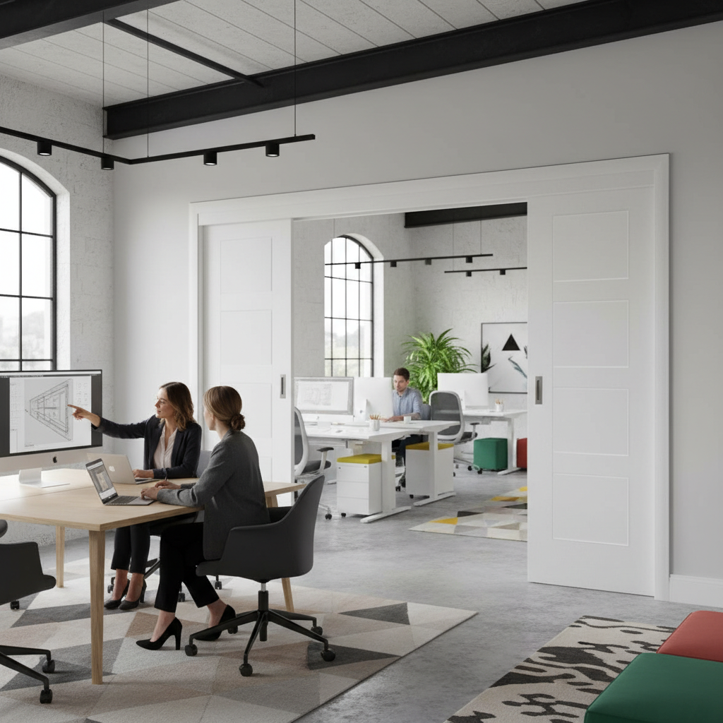 Premium Sliding Room Divider with Glazed and Solid Doors for Space Efficiency and Custom Design Options