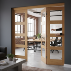 Premium Clear Glazed Bifolding Room Divider Set with Versatile Configurations and Unfinished Oak Panels