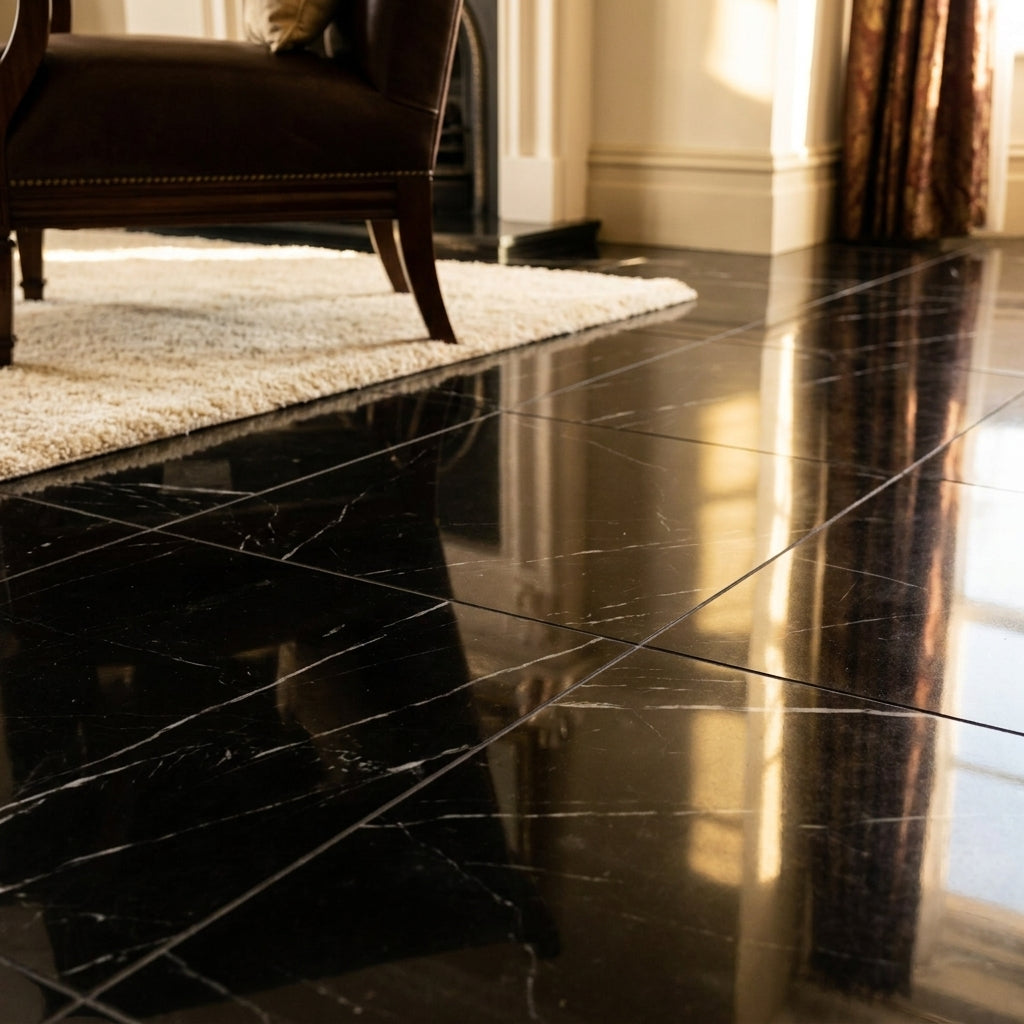 8mm Black High Gloss Laminate Flooring - detail view