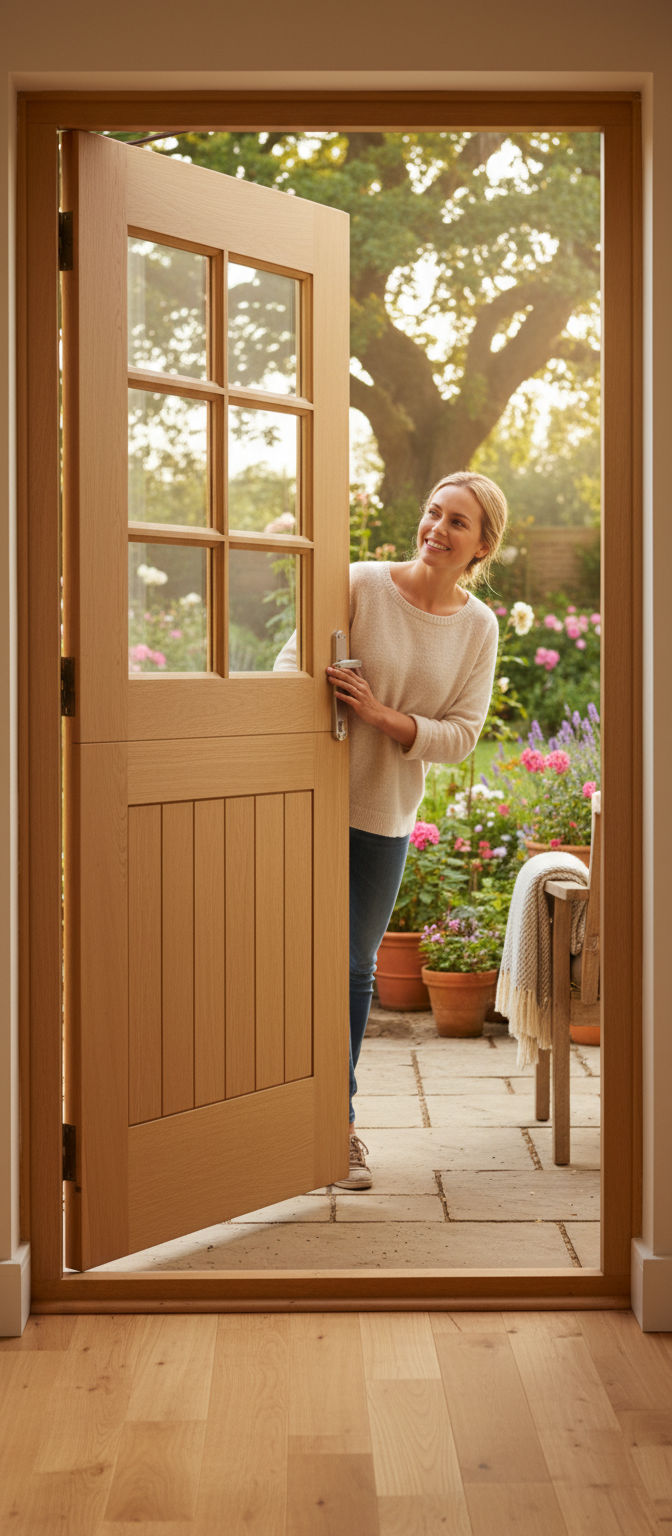 Premium 6 Light Stable Door with Glazed Design and Slatted Cottage Style - Ideal for Country Cottages
