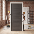Premium Contemporary Laminate Door with Grooved Design in Umber Grey - Ready to Hang, Low Maintenance Finish