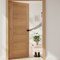 Premium Oak Internal Door with Decorative V Grooves and Engineered Construction for Strength and Stability
