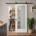 Premium Internal Sliding Door with Obscure Glass Panel and Black Track for Contemporary Design - Image 2