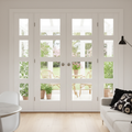 Premium White Shaker 4 Light French Doors with Clear Glazed Demi Panels and Universal Frame for Unique Room Dividers