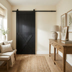 Black Internal Sliding Barn Door - Primed Finish, 1 Panel X Brace