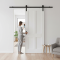 Premium Internal Sliding Door Set with Victorian 4 Panel Design and Black Steel Track for Modern Spaces