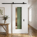 Internal Sliding Door with 1 Light Clear Glass, White Primed Finish