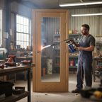 Premium Custom Made Pattern 10 Glazed Fire Door with Engineered Construction and Toughened Safety Glass