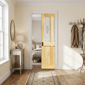 Internal Pocket Door Set, Clear Pine, Unfinished, 2 Panel, 2 Light Campion Glass, 100mm