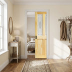 Internal Pocket Door Set, Clear Pine, Unfinished, 2 Panel, 2 Light Campion Glass, 100mm