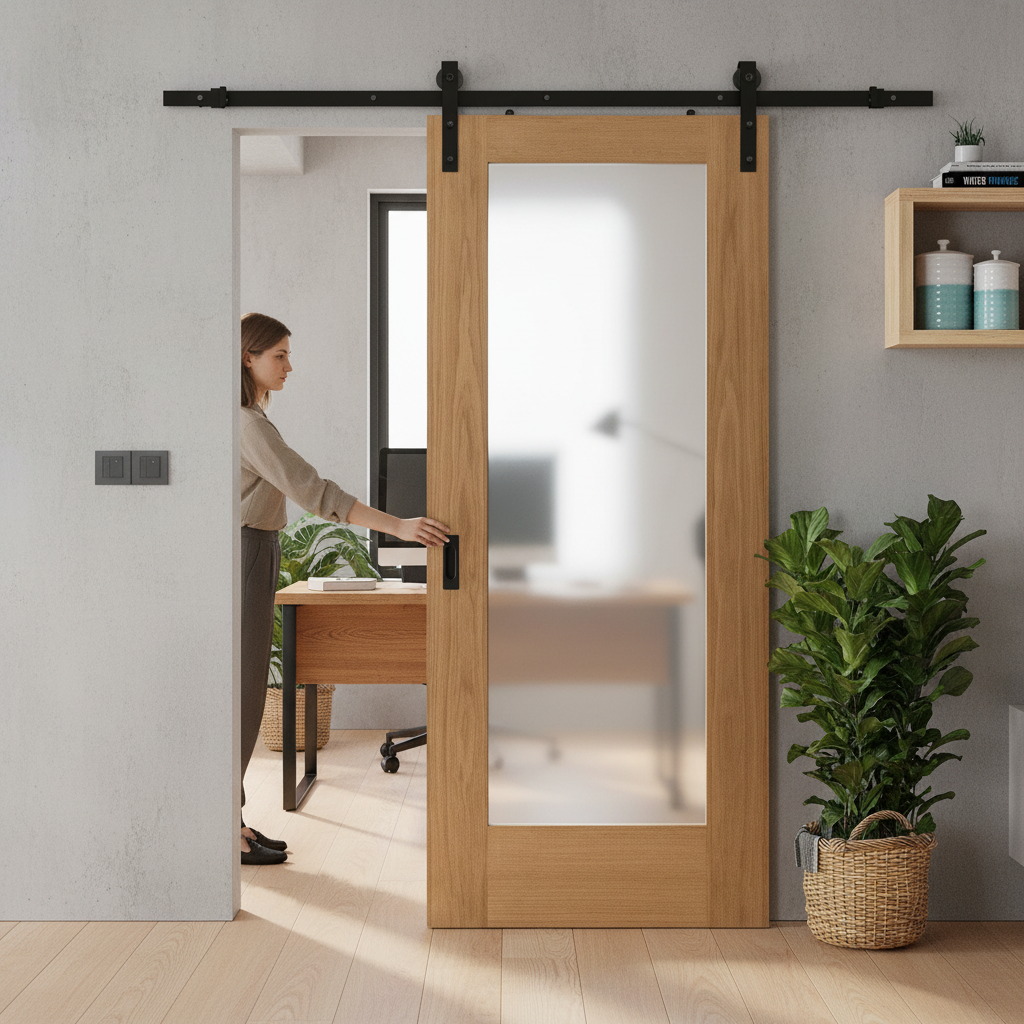 Premium Internal Unfinished Sliding Door with Obscure Glass Pane - Tailored Elegance and Seamless Operation for Modern Interiors - Image 2