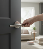 Premium Door Lever Handle on Round Rose with Satin and Polished Chrome Finish for Modern Interiors