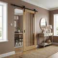 Oak Internal Sliding Door Unfinished with 1 Light Obscure Glass Panel
