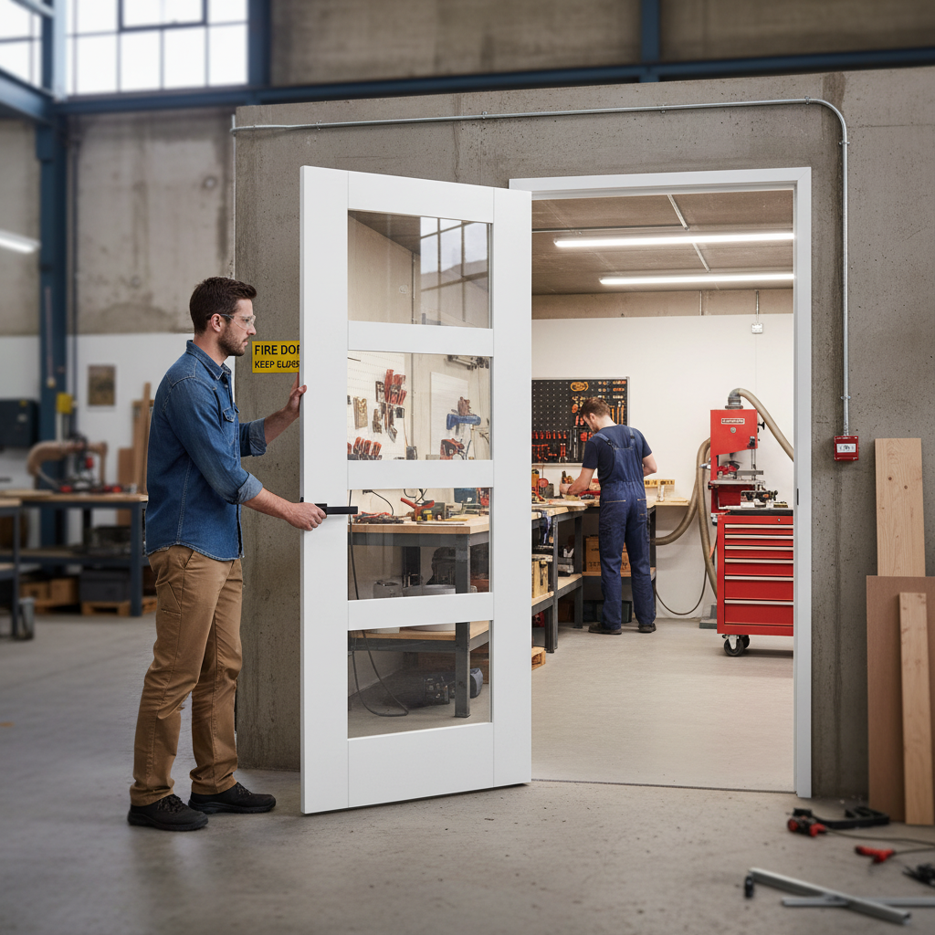 Premium Internal Primed Shaker 4 Light Clear Glass Fire Door with FD30 Rating and Lifetime Guarantee