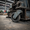 Black Grey Cast Iron Wheel Castors - Heavy Duty Industrial Top Plate 80mm to 100mm