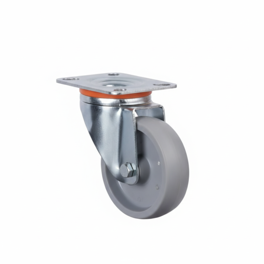 White Smoke Grey Cast Iron Wheel Castors - Heavy Duty Industrial Top Plate 80mm to 100mm