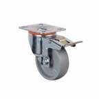 White Smoke Grey Cast Iron Wheel Castors - Heavy Duty Industrial Top Plate 80mm to 100mm