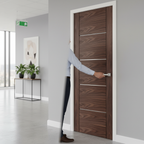 Premium Internal Walnut Fully Finished 5 Panel Door with Solid Engineered Core and Trimming Capability
