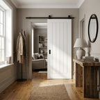 Internal White Sliding Door - Moulded Farley Design with Black Top Mount