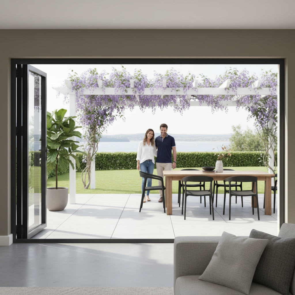 6ft Premium Slimline Grey Aluminum Bifold Doors with Double Glazing, High Thermal Efficiency, and Enhanced Security Features