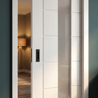Internal Pocket Door Set, White Primed, 7 Panel, 4 Light Obscure Glass, 100mm - detail view