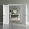 Premium White Primed Internal Door Pair with Solid Core and Traditional Mouldings for Elegant Interiors