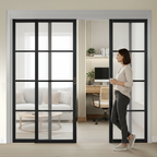 Premium Sliding French Doors with Fixed Panels - Modern Industrial Design, Customizable Style, and Space-Saving Functionality