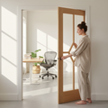 Premium Clear Glazed Pocket Door Set with Diamond Design and Galvanized Steel Frame for Space-Saving Solutions