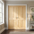 Internal 4 Panel Pair Door, Unfinished Clear Pine, Solid Core Construction