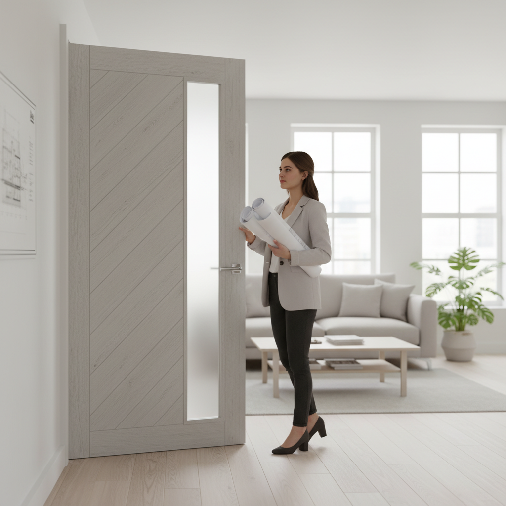 Premium Light Grey Ash Glazed Door with Solid Core and 10-Year Warranty for Modern Interiors