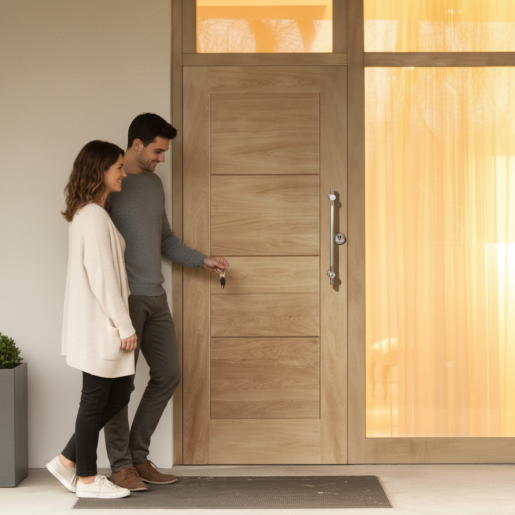 Premium Contemporary External Oak Door with Engineered Construction and A-Grade American White Oak Veneer