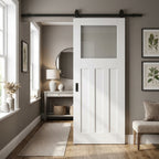 Internal White Sliding Door with 3 Panel Design and 1 Light Obscure Glass