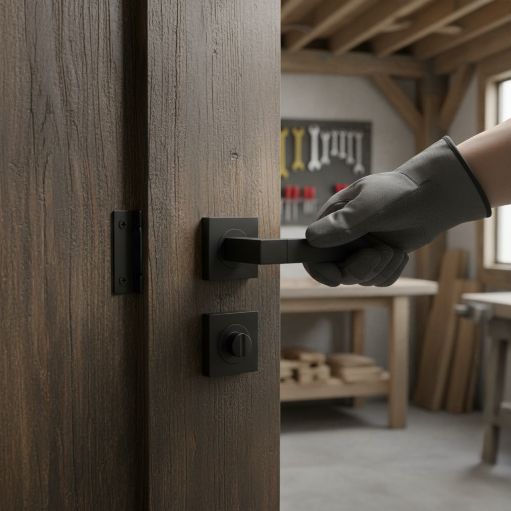 Premium Internal Bathroom Lever Handle on Square Rose Pack - Stylish Matt Black Finish with Privacy Lock and Hinges