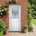 Eaton White Composite Front Door Set with Obscure Glass, Pre-Hung