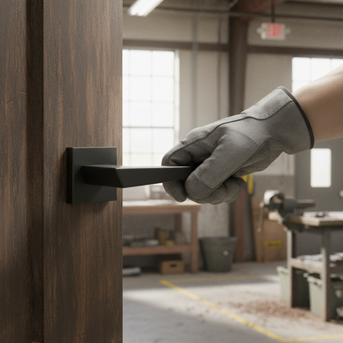 Premium Designer Square Lever Door Handle in Matt Black Finish with Innovative Ecotech Coating for Durability and Eco-Friendliness