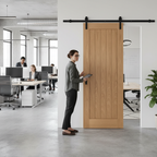 Premium Oak Internal Fully Finished Sliding Door with Black Top Mounted Kit for Modern Elegance and Effortless Operation - Image 2