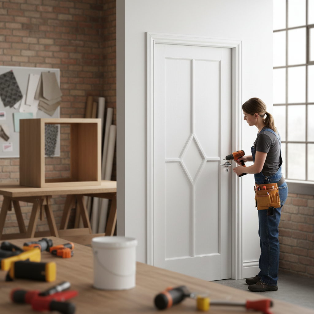 Premium White Primed Internal Door with Decorative Beading and Engineered Construction for Strength and Style