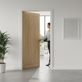 Premium Contemporary Oak Internal Door with Deep U-Groove Design and A-Grade Oak Veneer for Elegant Home Transformation