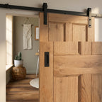 Fully Finished Internal Victorian 4 Panel Sliding Oak Door - Rustic - detail view