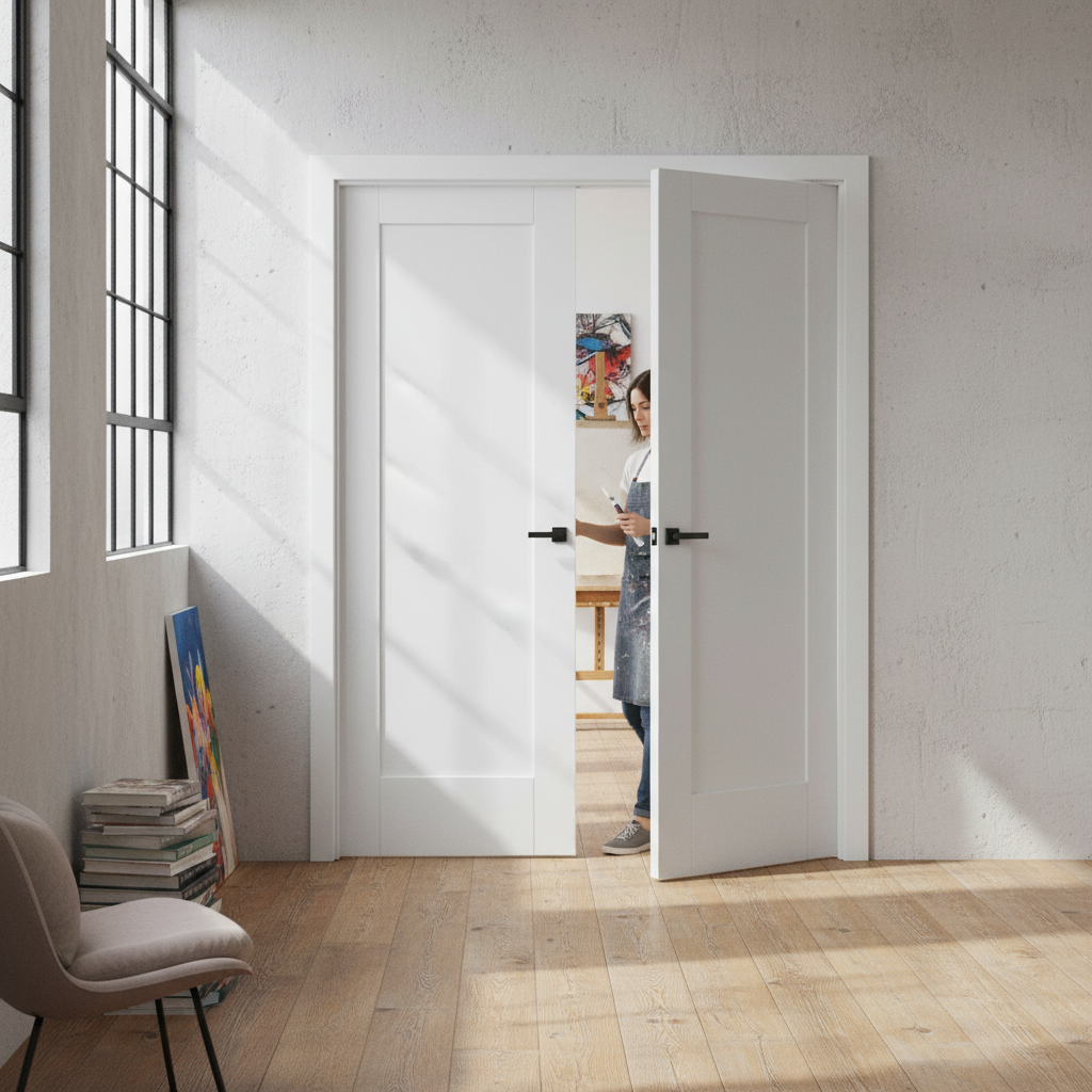 Premium Internal White Primed One-Panel Door Pair - Contemporary Design with 35mm Thickness for Modern Homes