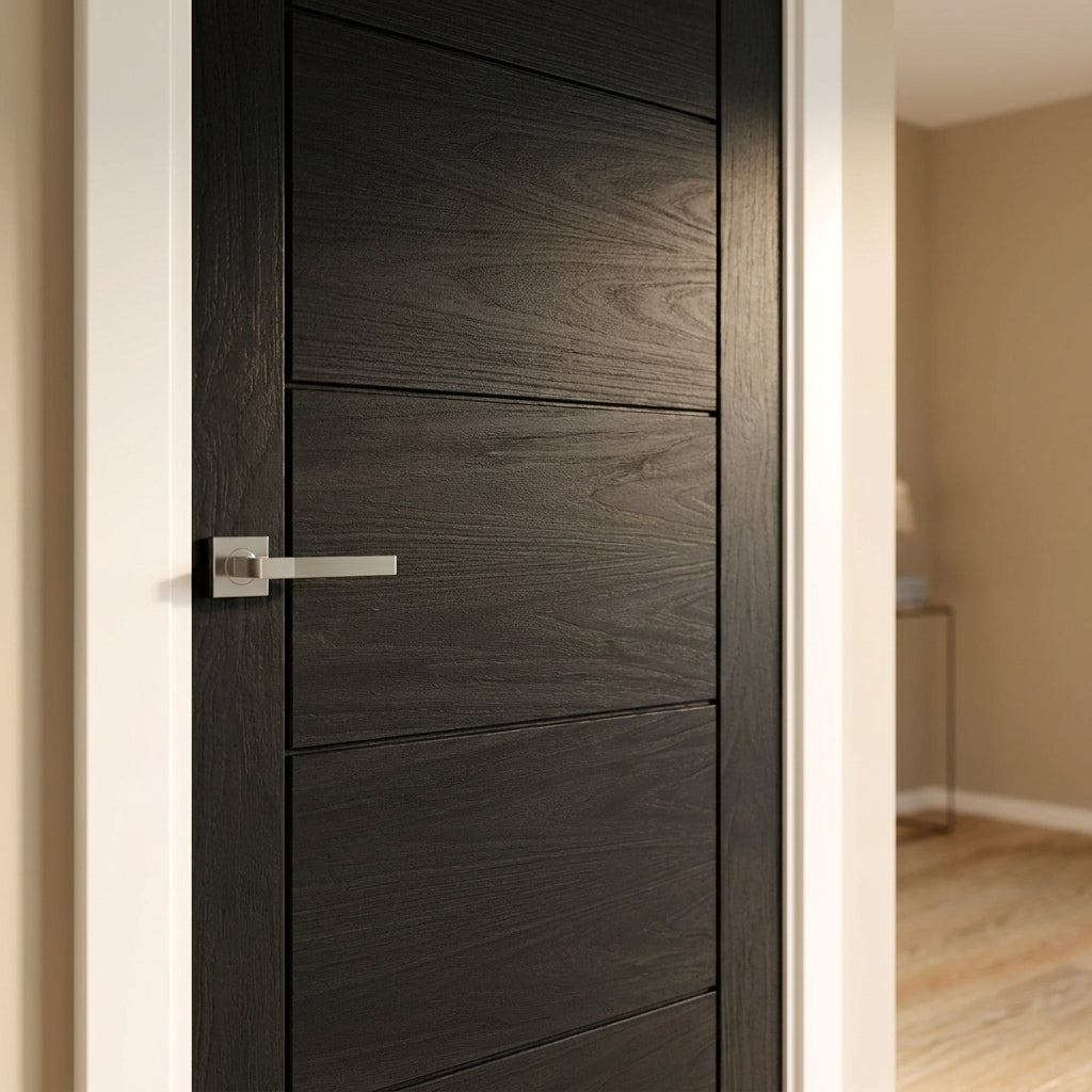 Made-to-Measure Black Internal Oak Door, Fully Finished, Solid Core - detail view