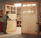 Premium 301 Glazed Garage Door with Flemish Style Glazing and 44mm Thick Redwood Construction