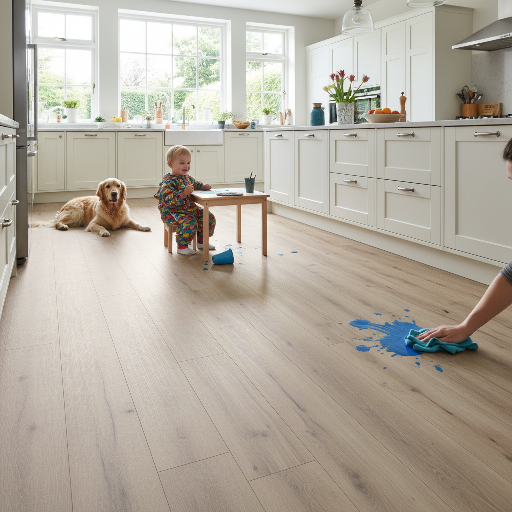 Premium 12mm Laminate Flooring with Realistic Wood Grain Finish and Water-Resistant Design for Heavy Foot Traffic