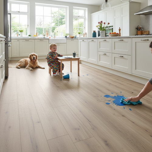 Premium 12mm Laminate Flooring with Realistic Wood Grain Finish and Water-Resistant Design for Heavy Foot Traffic