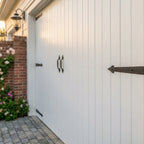 External White Painted Ledged & Braced Garage Door with Framed Design - detail view