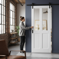 Premium Internal Sliding Door 4 Panel 2 Light with Clear Bevelled Glass - Rustic Charm and Smooth Operation