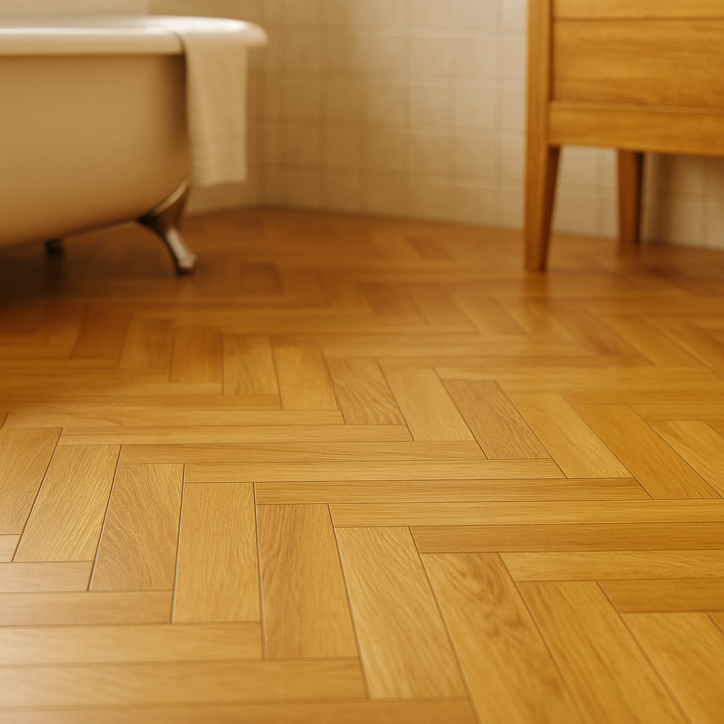 Water-Resistant Matt Laminate Flooring 8mm Herringbone Design 1183x601mm - detail view