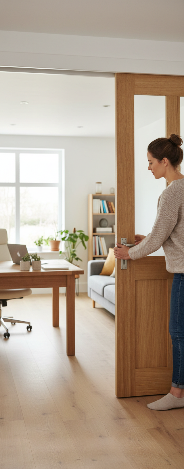 Premium 2 Light Internal Door with Clear Glazed Finish, Solid Core Construction, and Real Oak Veneer for Customization