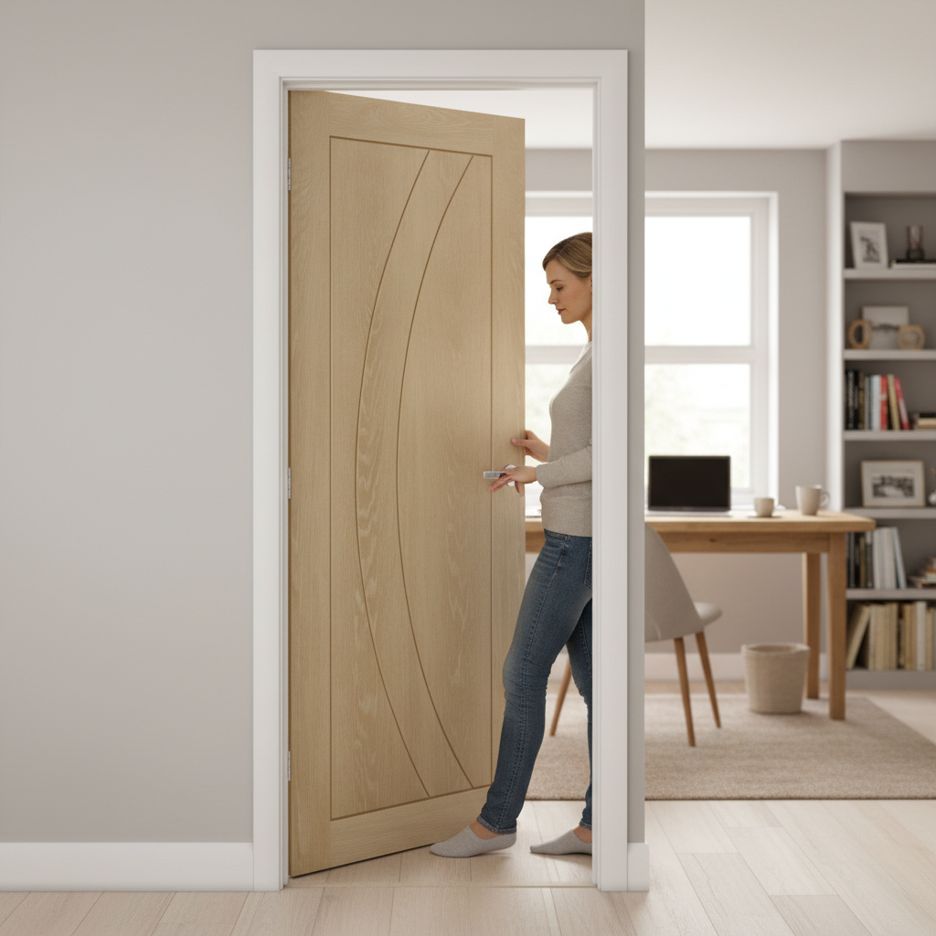 Premium Fully Finished Internal Door with Curved Design and U-Groove for Enhanced Interior Aesthetics